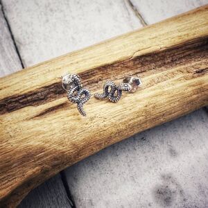 Minimalist Sterling Silver Snake Stud Earrings